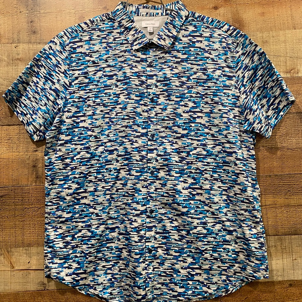 Calvin Klein Mens Printed Button Down Shirt Size XL